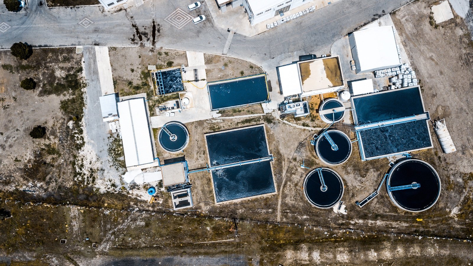 Estações de Tratamento de Águas Residuais vista de cima
